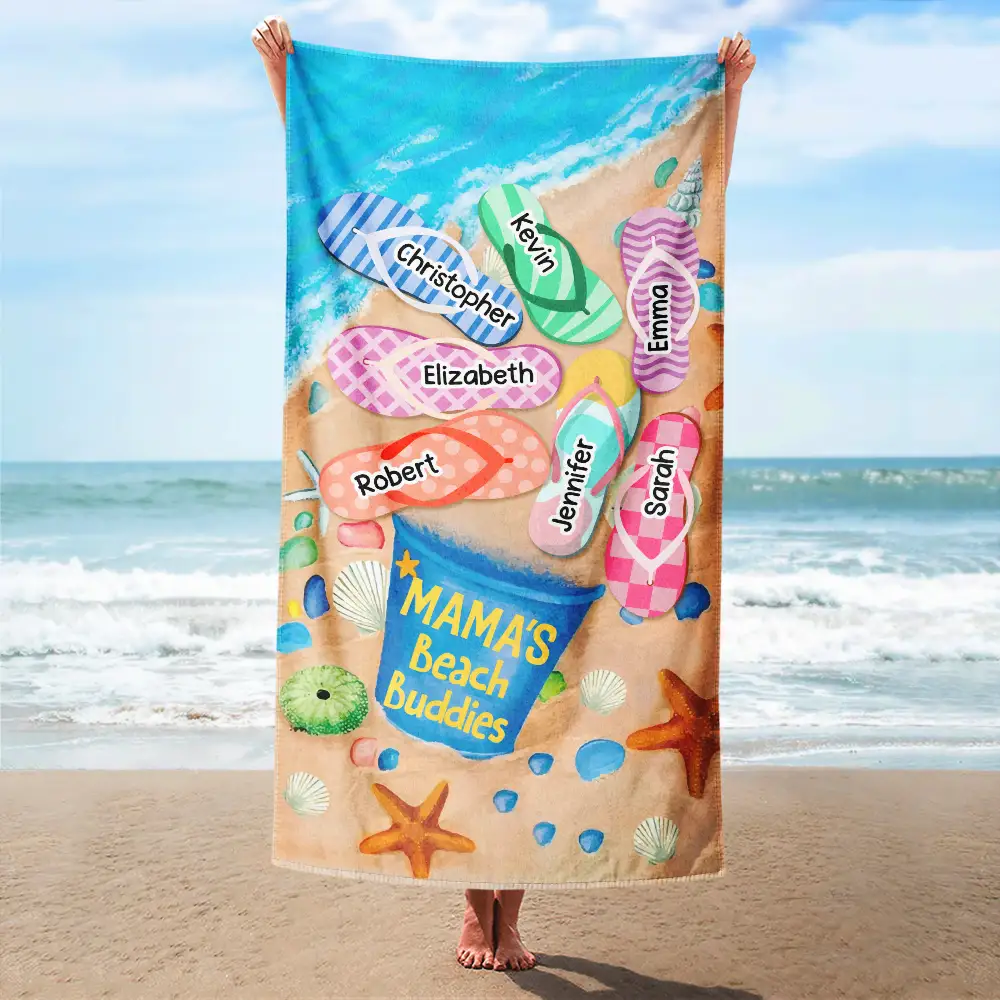 Grandma's Beach Buddies - Personalized Beach Towel - Image 2