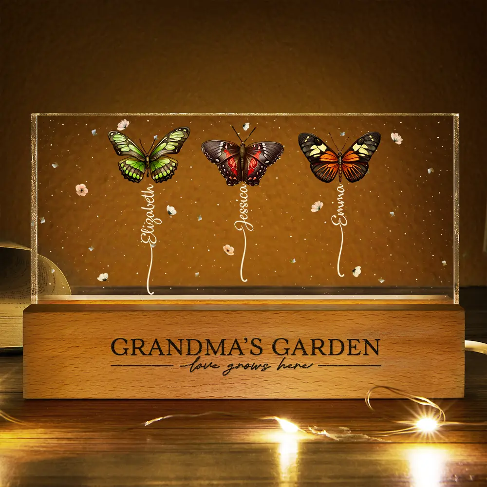 Grandma's Garden Birth Butterflies - Personalized Rectangle LED Light - Image 3