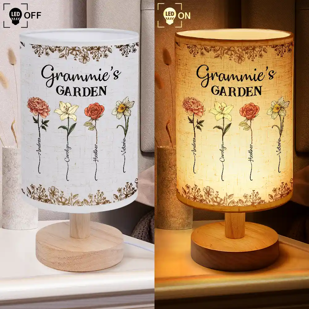 Grandma's Garden Birth Flower - Personalized Fabric Lamp - Image 4