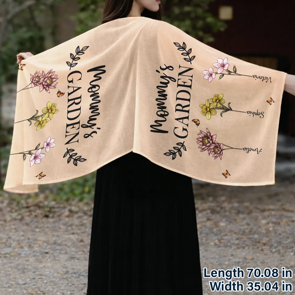 Grandma's Garden Birth Flowers - Personalized Lightweight Soft Shawl - Image 3