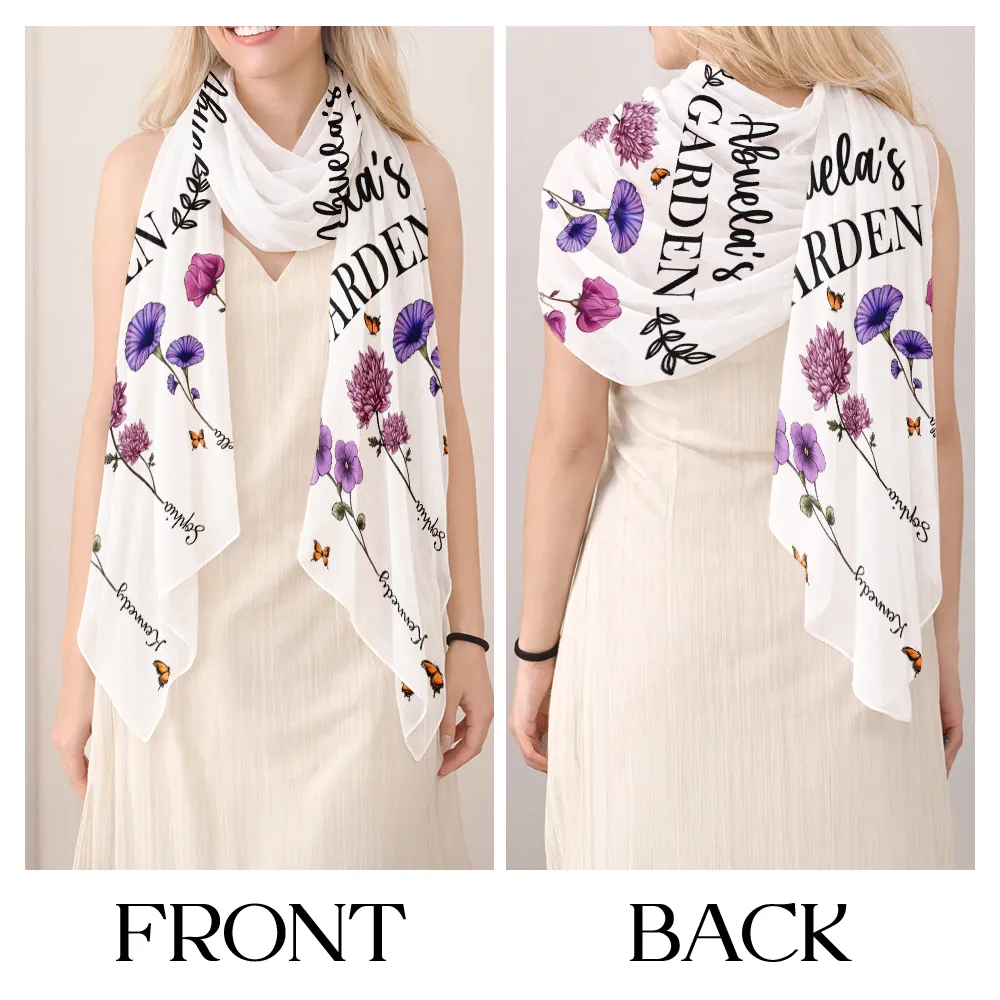 Grandma's Garden Birth Flowers - Personalized Lightweight Soft Shawl - Image 4