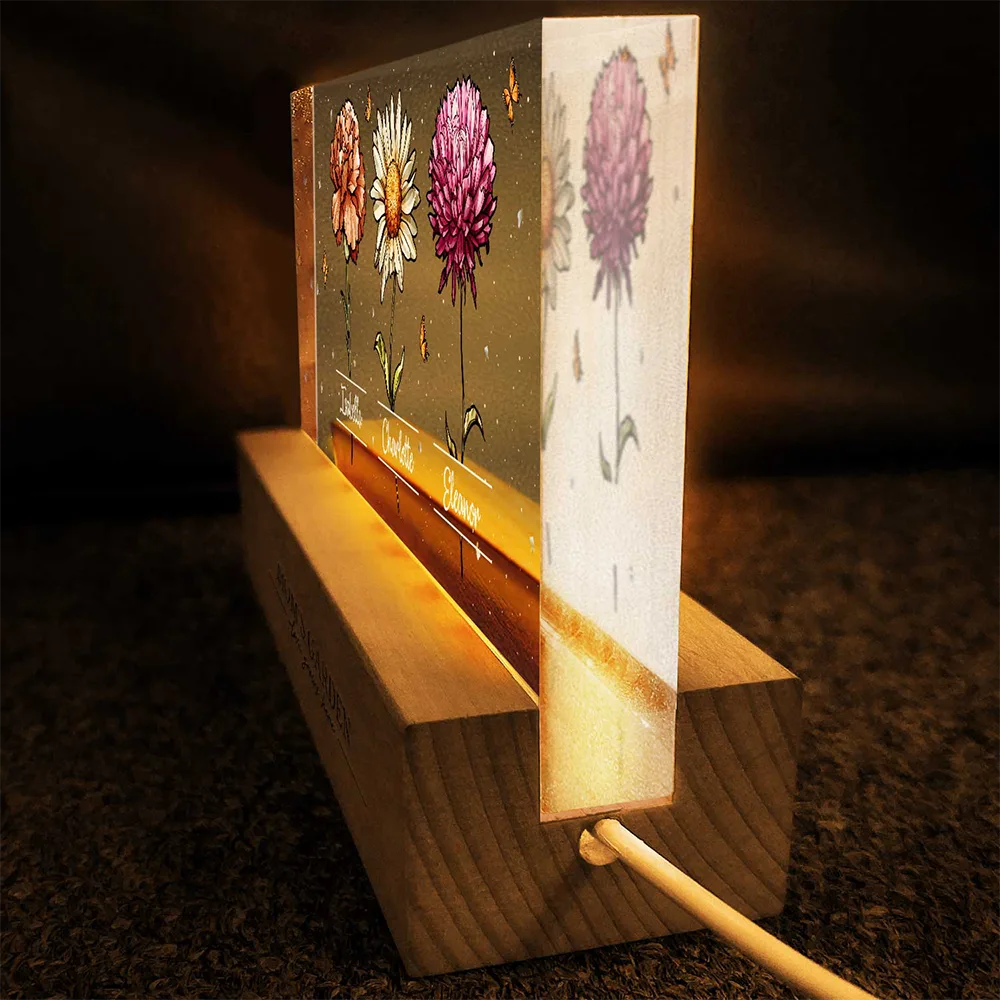 Grandma's Garden Birth Flowers - Personalized Rectangle LED Light - Image 4