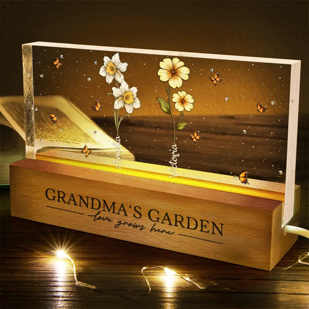 Grandma's Garden Birth Flowers - Personalized Rectangle LED Light - Image 5