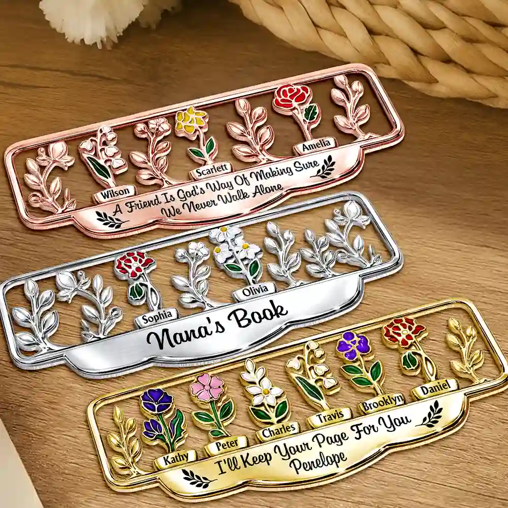 Grandma's Garden Birth Month Flower - Personalized Custom Shaped Metal Bookmark - Image 3