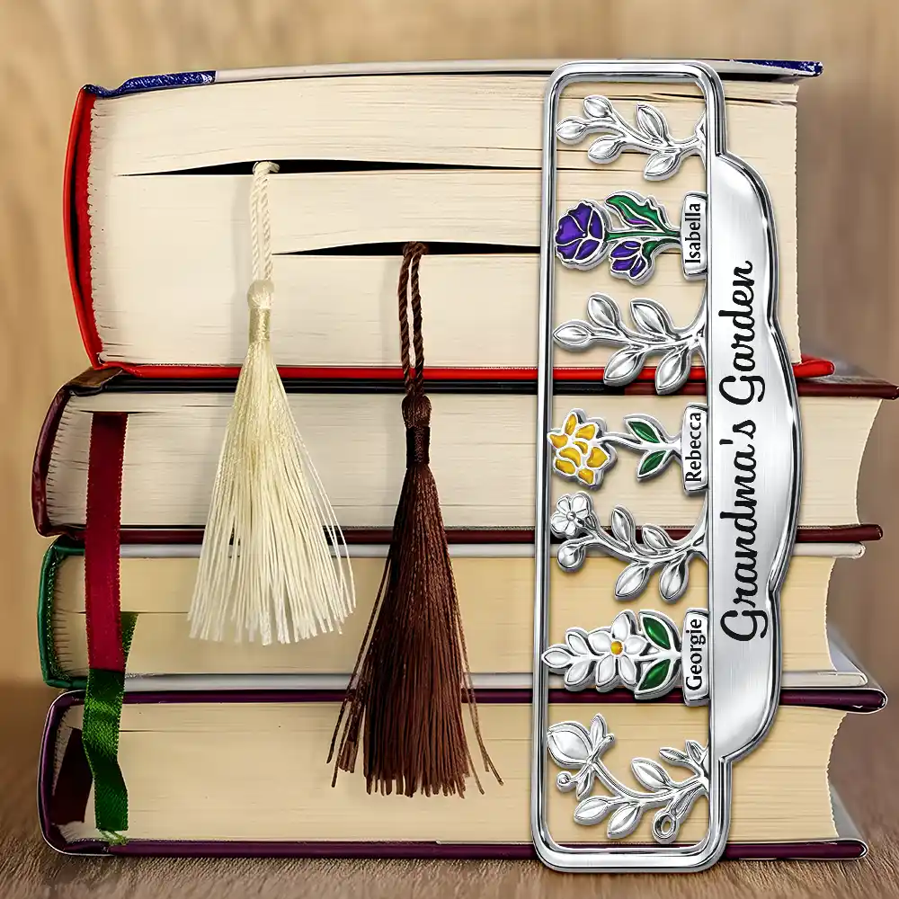 Grandma's Garden Birth Month Flower - Personalized Custom Shaped Metal Bookmark - Image 5