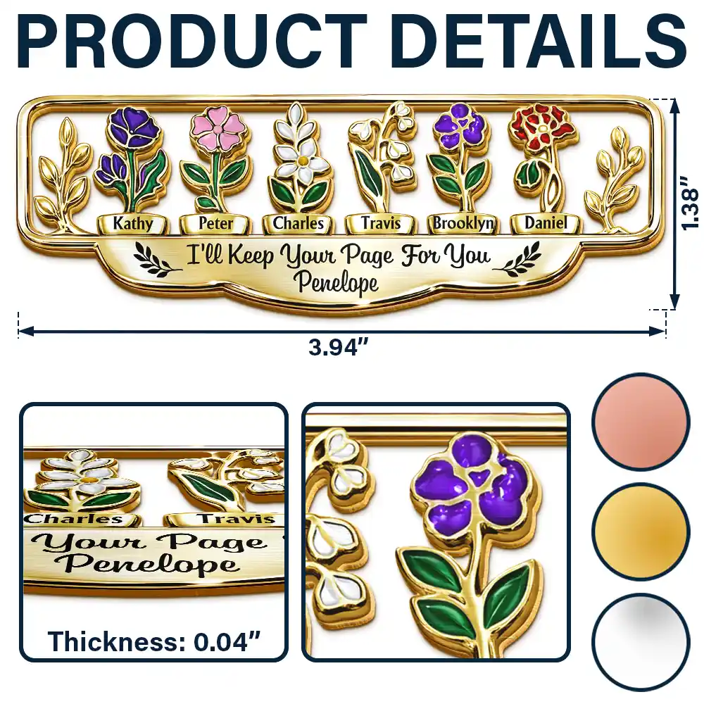 Grandma's Garden Birth Month Flower - Personalized Custom Shaped Metal Bookmark - Image 6