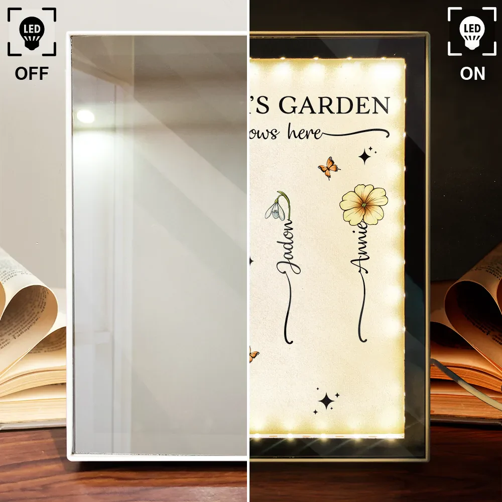 Grandma's Garden Birth Month Flower - Personalized LED Mirror Frame Lamp - Image 4