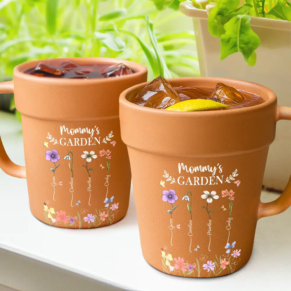 Grandma's Garden Birth Month Flower - Personalized Plant Pot Ceramic Mug - Image 2
