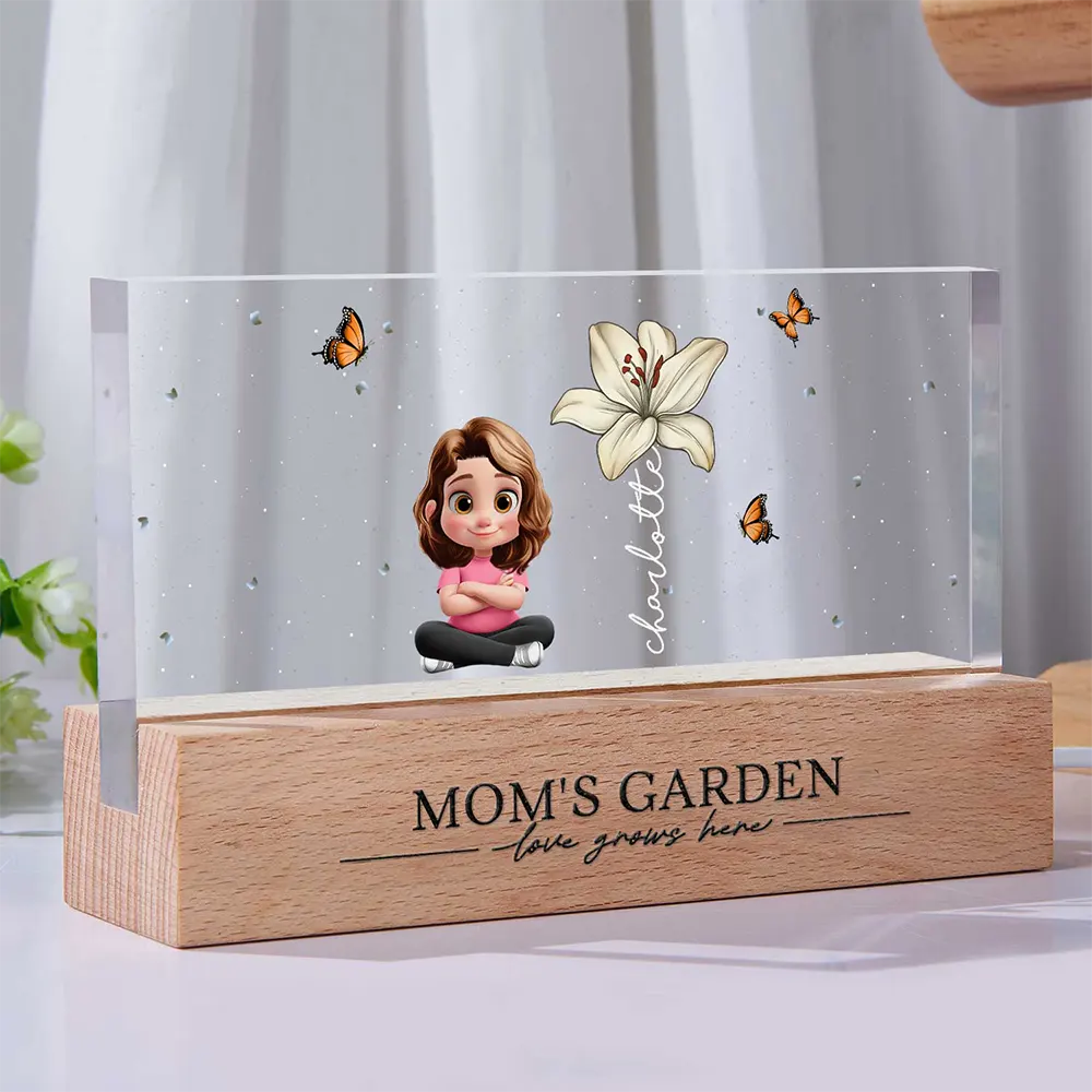 Grandma's Garden Birth Month Flowers 3D Effect Children - Personalized Rectangle LED Light - Image 2
