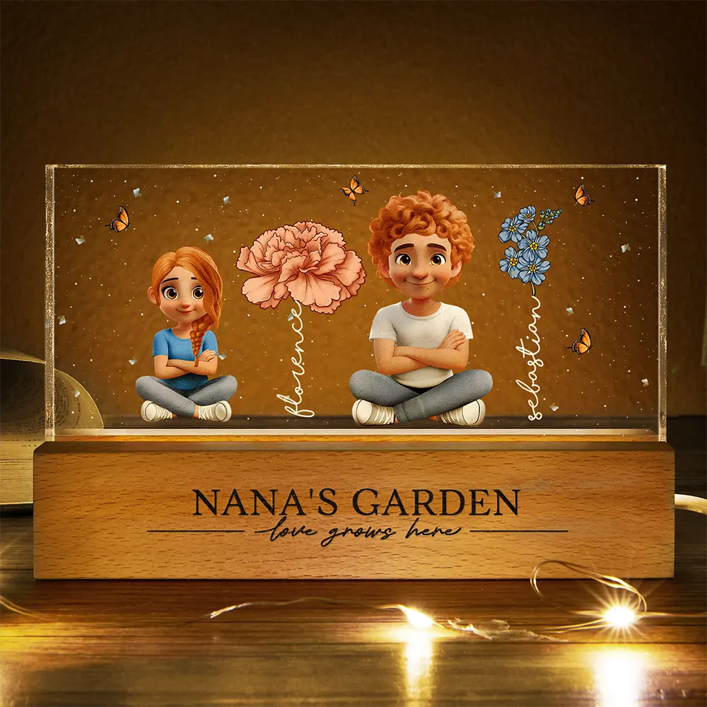 Grandma's Garden Birth Month Flowers 3D Effect Children - Personalized Rectangle LED Light - Image 3