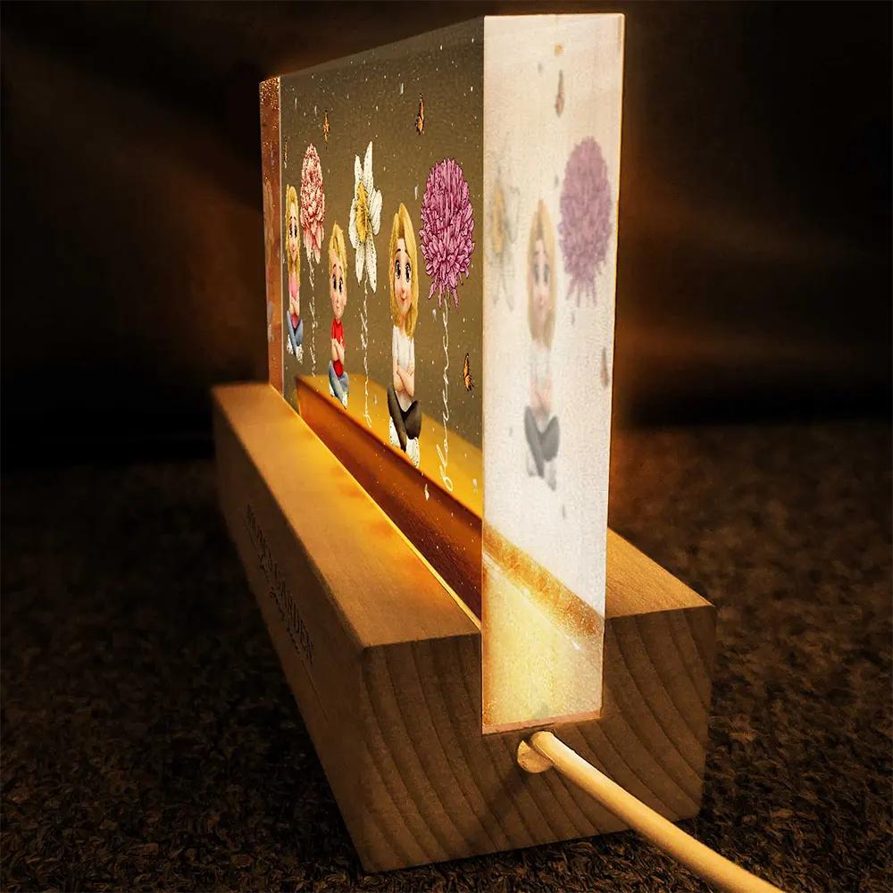 Grandma's Garden Birth Month Flowers 3D Effect Children - Personalized Rectangle LED Light - Image 4