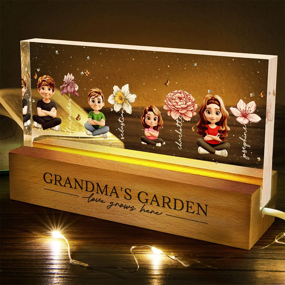 Grandma's Garden Birth Month Flowers 3D Effect Children - Personalized Rectangle LED Light - Image 5
