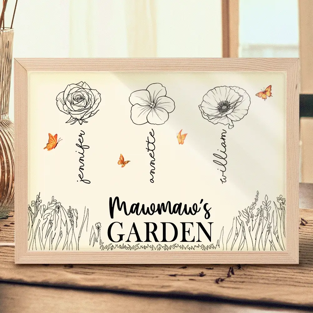 Grandma's Garden Birth Month Flowers - Personalized Light Up Picture Frame - Image 2