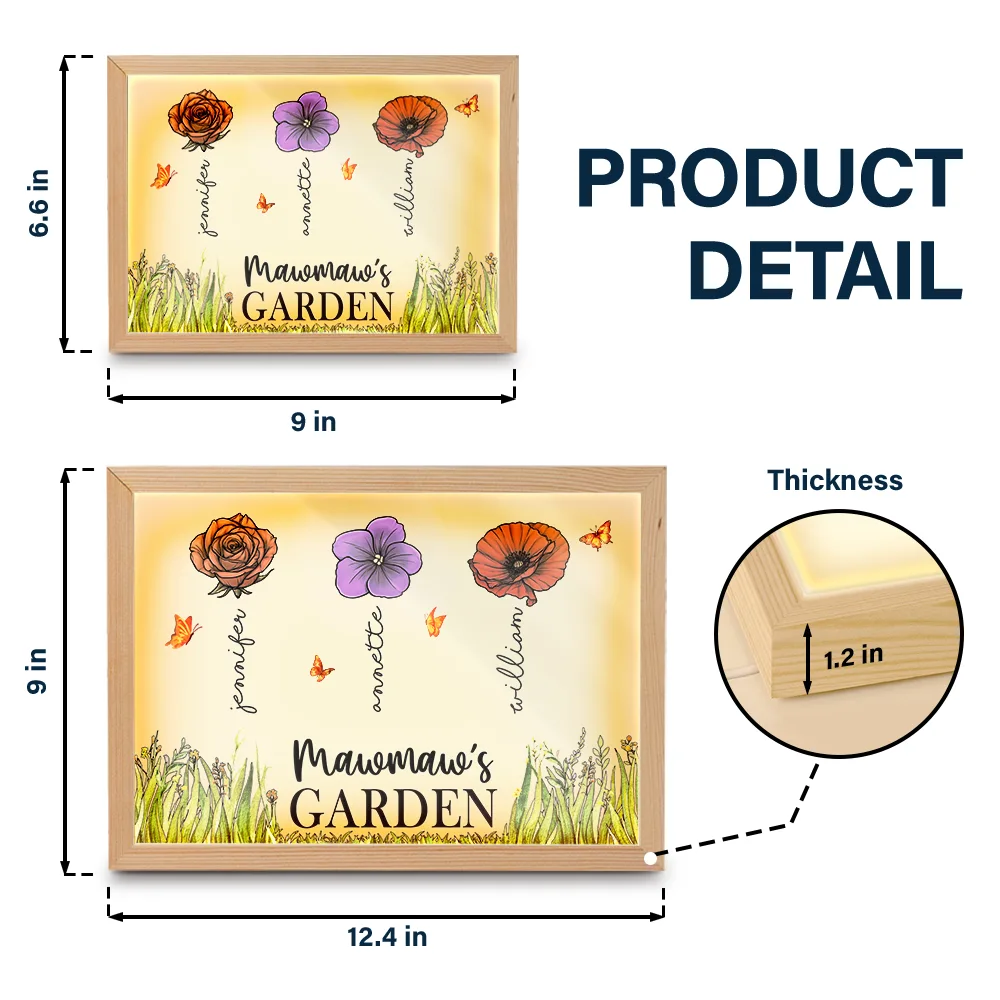 Grandma's Garden Birth Month Flowers - Personalized Light Up Picture Frame - Image 6