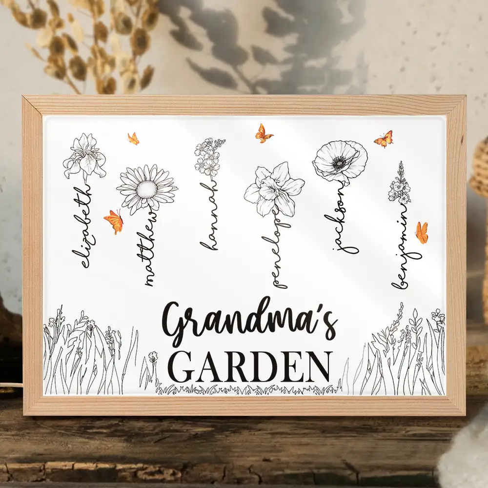 Grandma's Garden Birth Month Flowers - Personalized Light Up Picture Frame - Image 7
