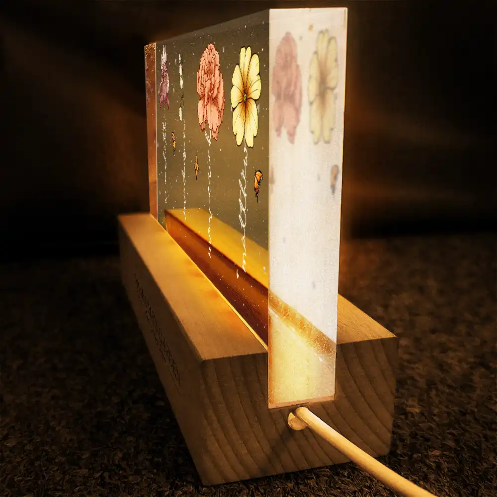 Grandma's Garden Birth Month Flowers - Personalized Rectangle LED Light - Image 4