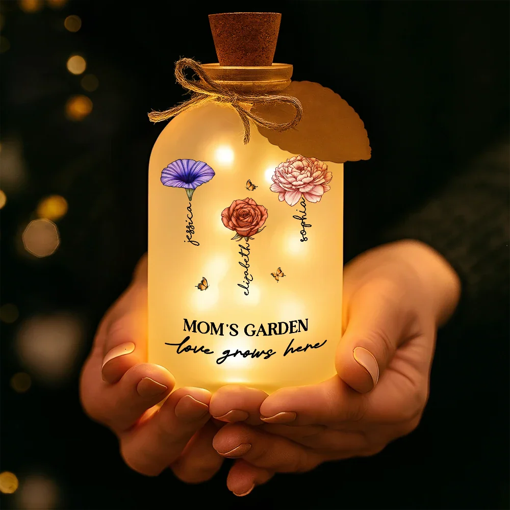 Grandma's Garden Birth Month Flowers - Personalized Short Bottle Light - Image 4