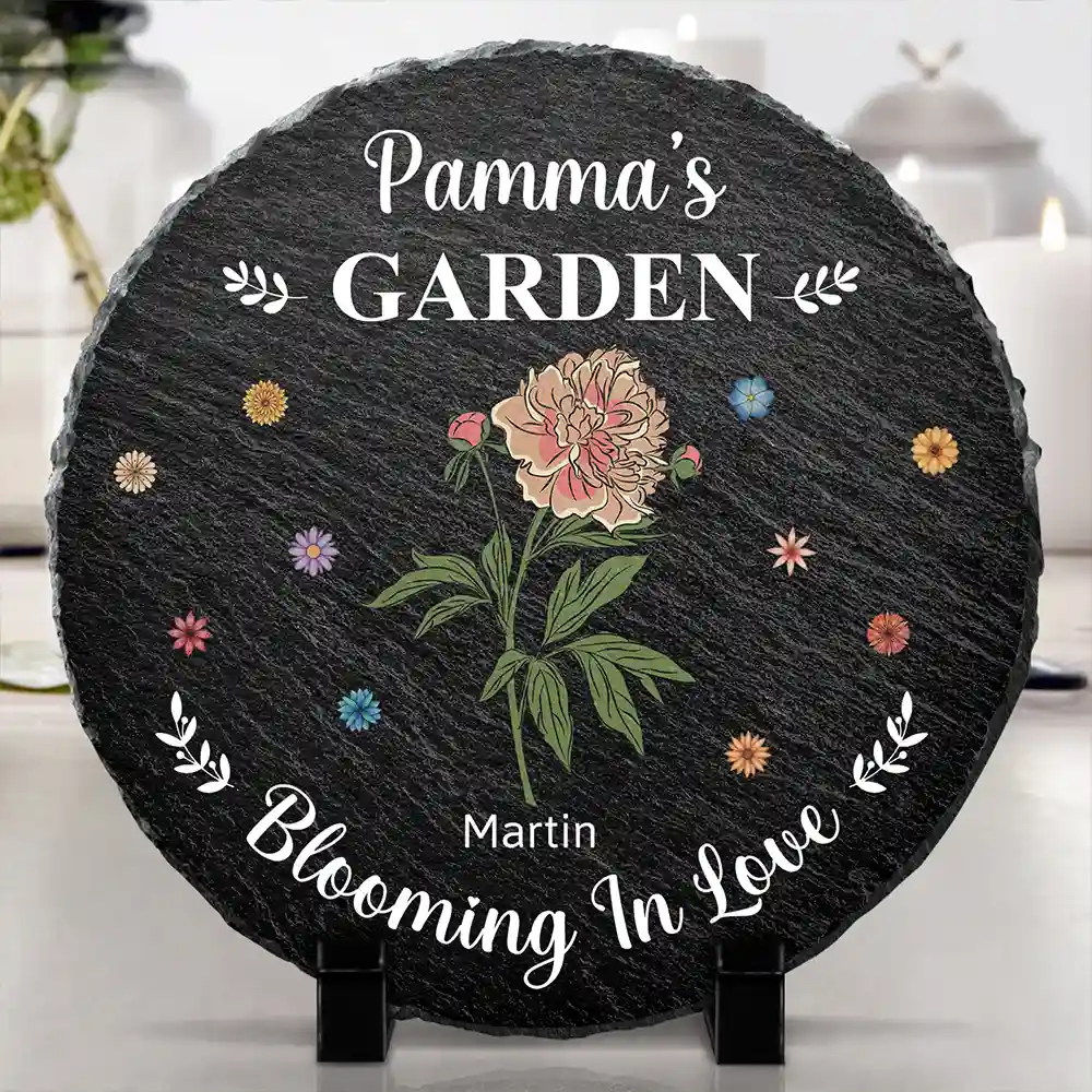 Grandma's Garden Blooming For You - Personalized Circle Memorial Garden Stone - Image 4
