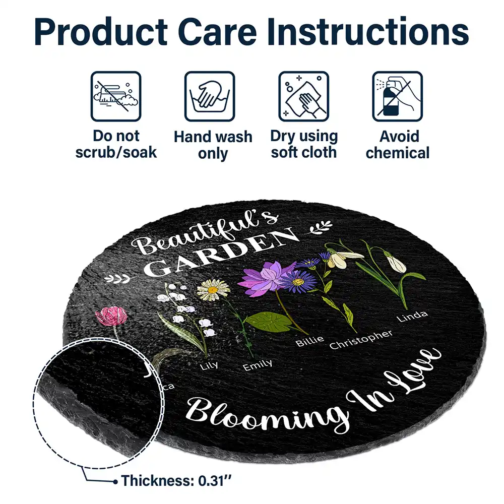 Grandma's Garden Blooming For You - Personalized Circle Memorial Garden Stone - Image 6