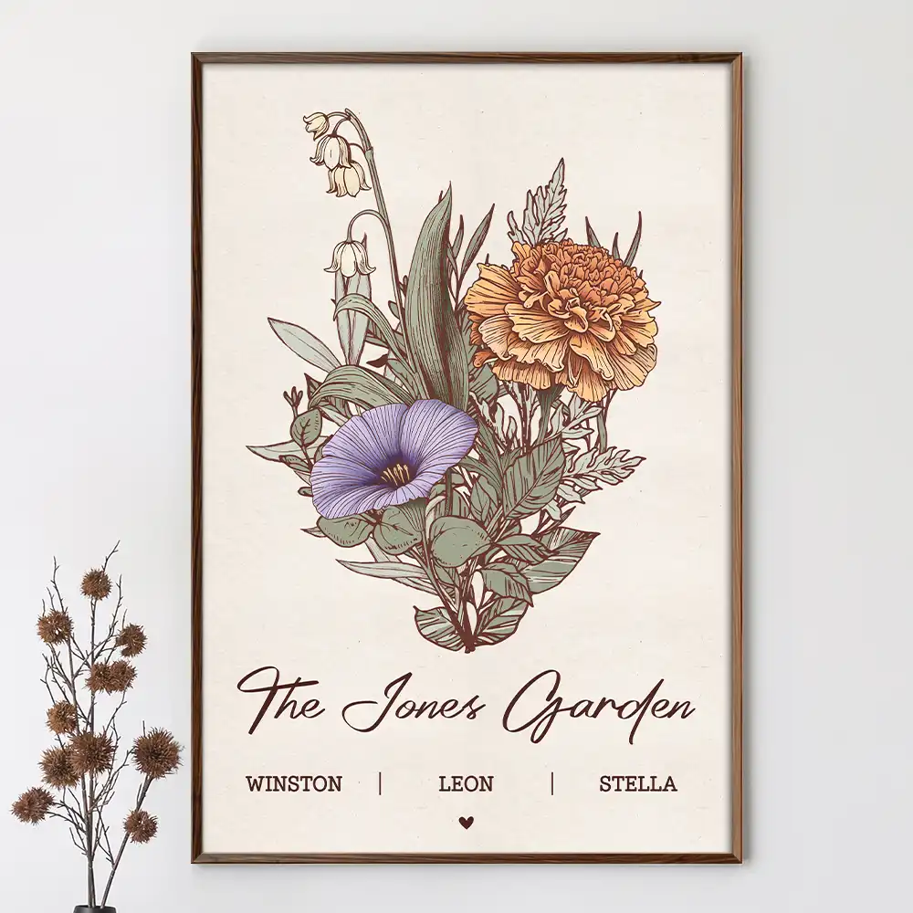 Grandma's Garden Family Birth Flower - Personalized Poster - Image 2