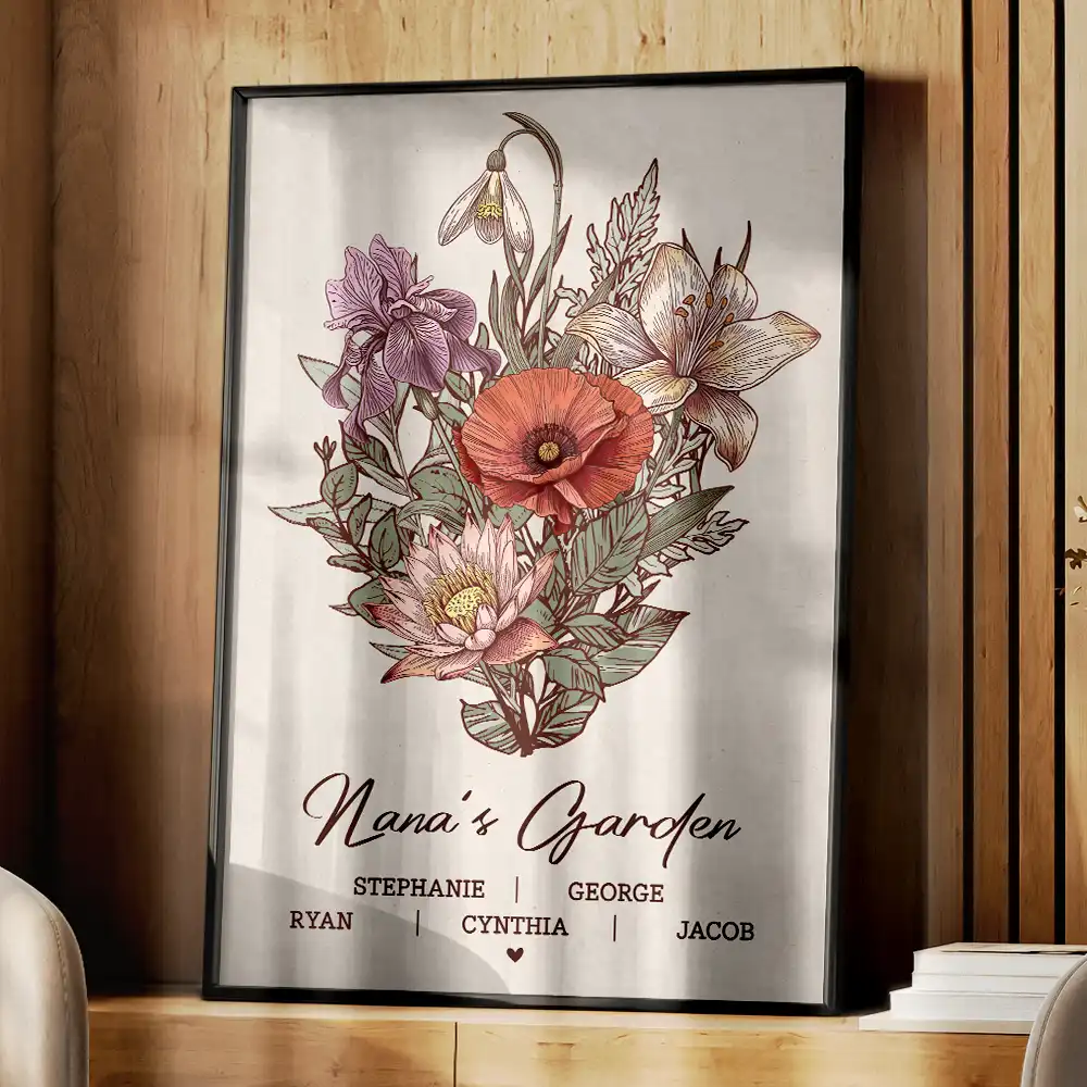 Grandma's Garden Family Birth Flower - Personalized Poster - Image 3