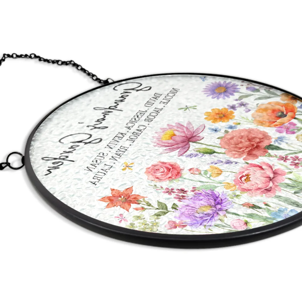 Grandma's Garden Floral - Personalized Stained Glass Window Hanging Suncatcher - Image 5