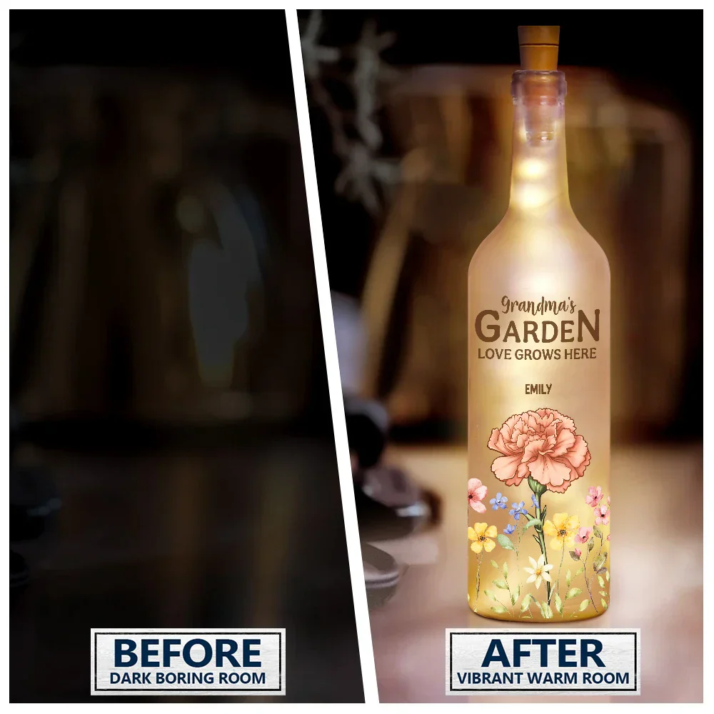 Grandma's Garden Love Grows Here - Personalized Bottle Light - Image 2
