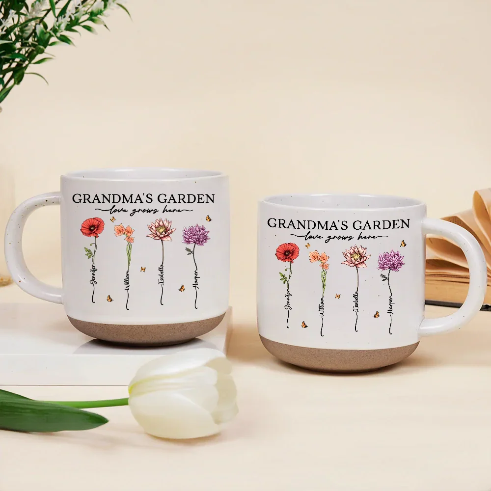 Grandma's Garden Love Grows Here - Personalized Pottery Mug - Image 2