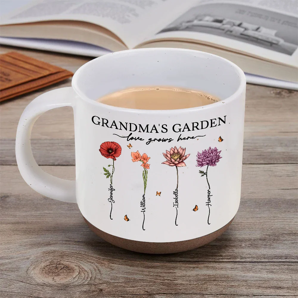 Grandma's Garden Love Grows Here - Personalized Pottery Mug - Image 5