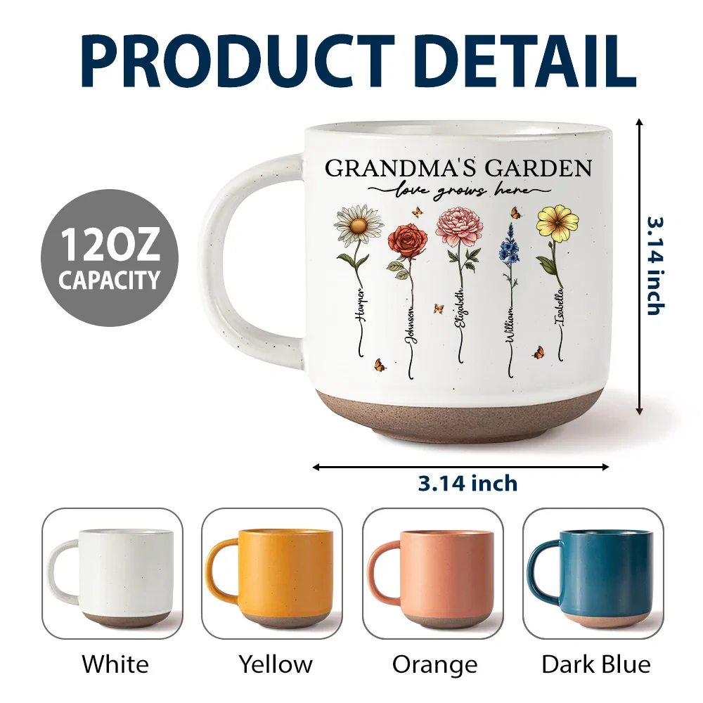 Grandma's Garden Love Grows Here - Personalized Pottery Mug - Image 6