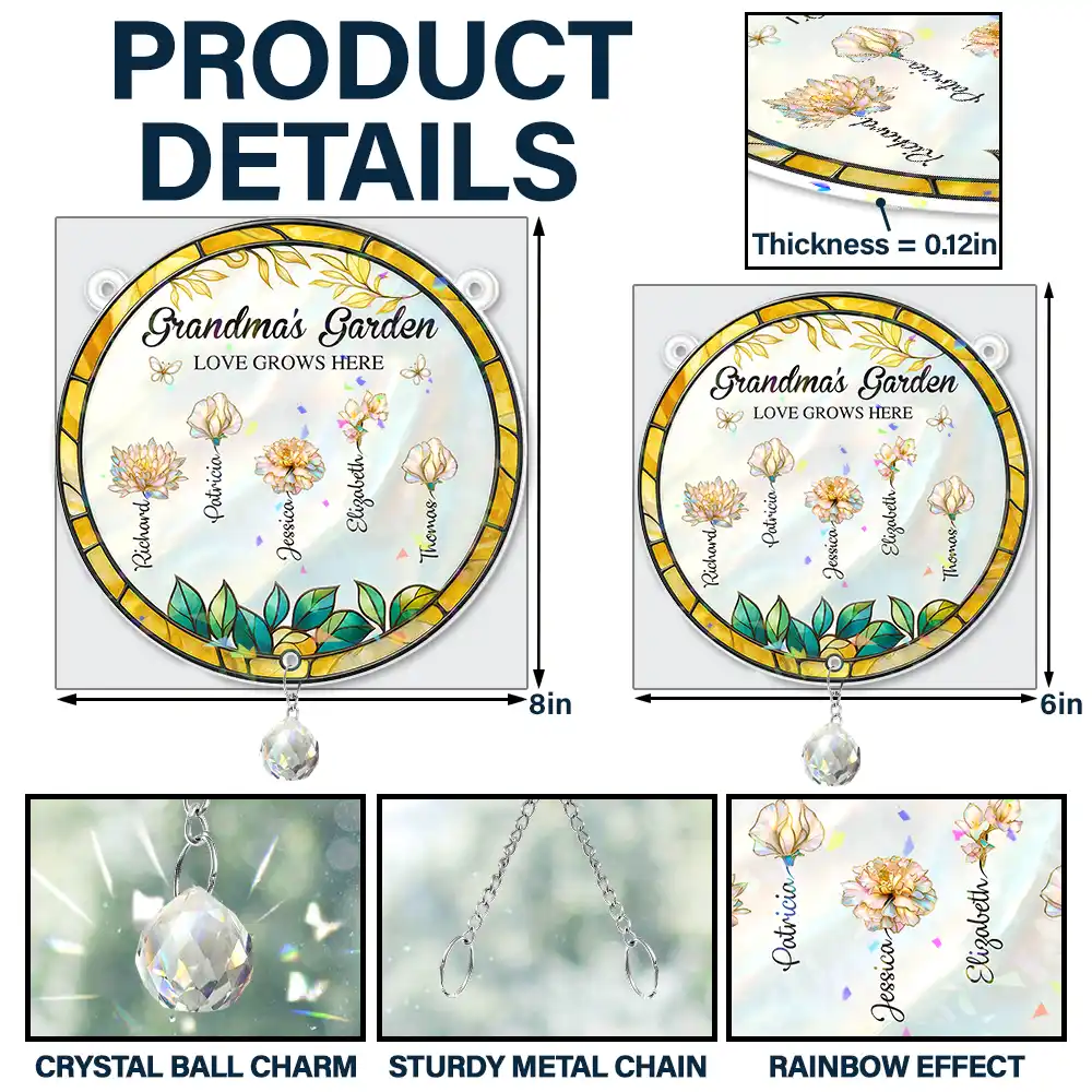Grandma's Garden - Personalized Rainbow Suncatcher With Crystal Ball Prism - Image 7