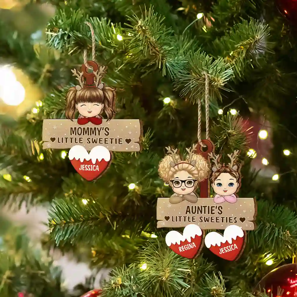 Grandma's Grandpa's Mom's Dad's Little Sweeties - Personalized Wooden Cutout Ornament - Image 6