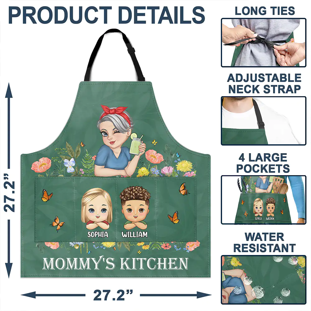 Grandma's Kitchen With Grandkids - Personalized Apron - Image 3