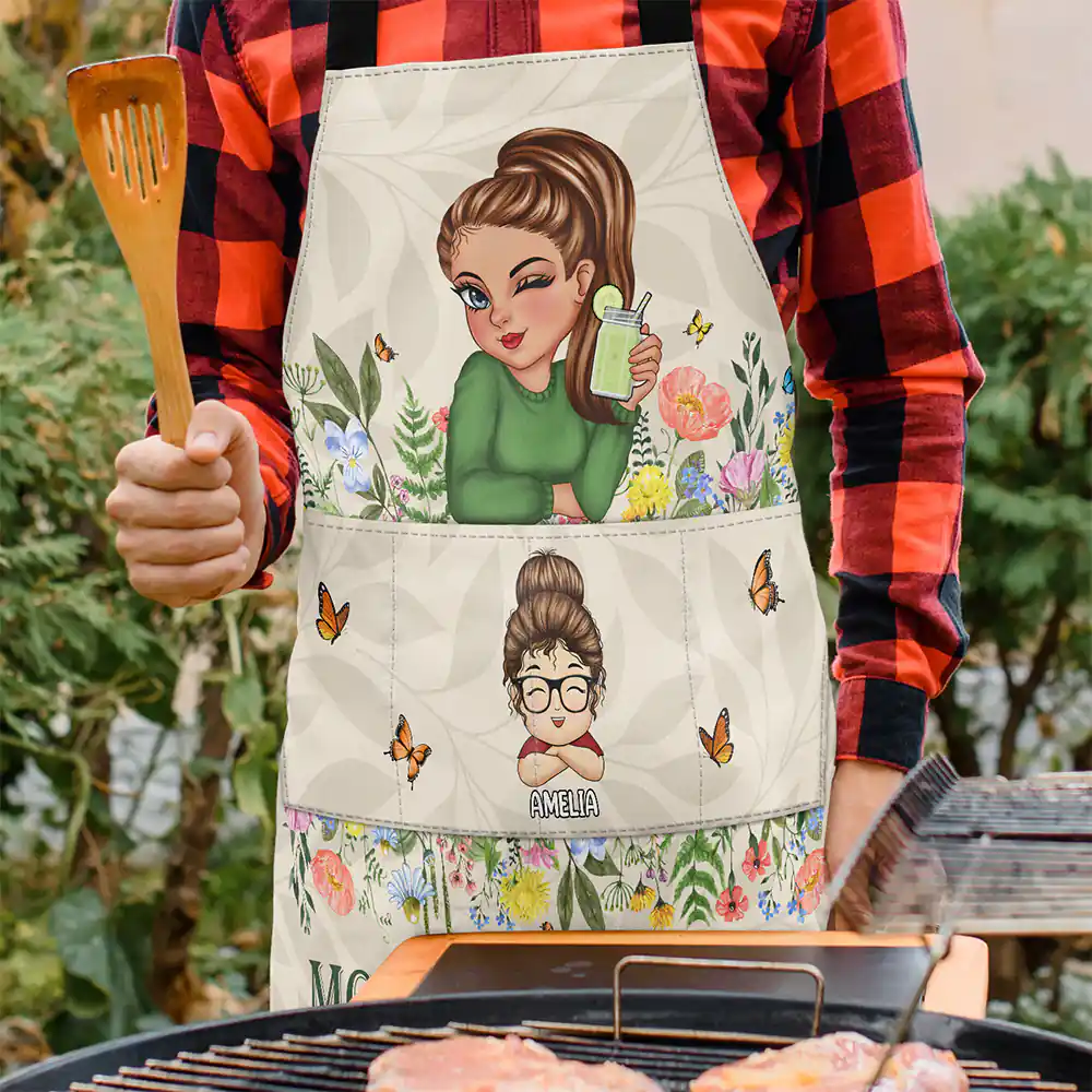 Grandma's Kitchen With Grandkids - Personalized Apron - Image 4