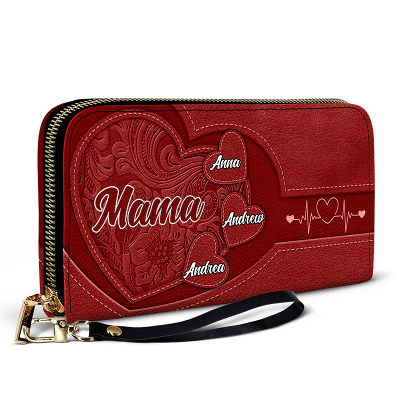 Grandma's Little Sweethearts - Personalized Leather Long Wallet - Image 2