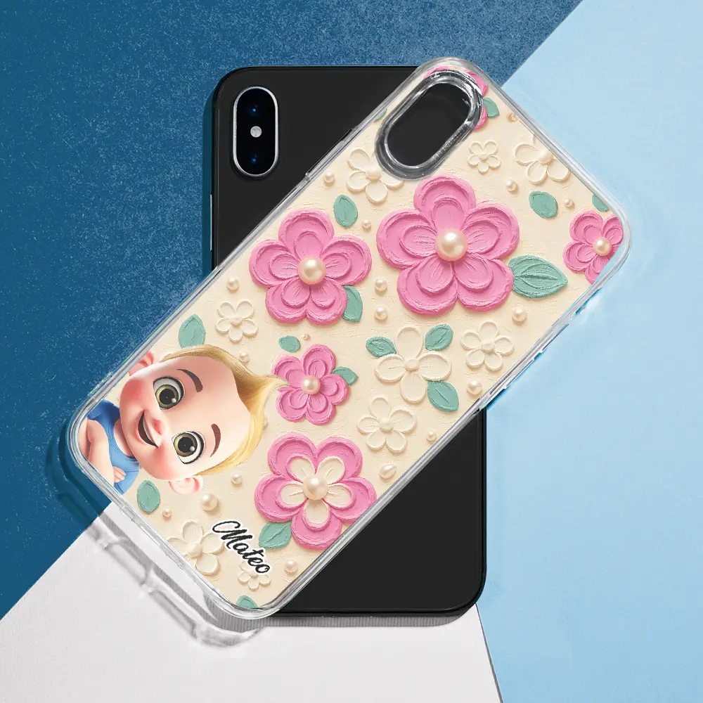 Grandma's Mom's Kids 3D Effect Flower Pattern - Personalized Clear Phone Case - Image 7