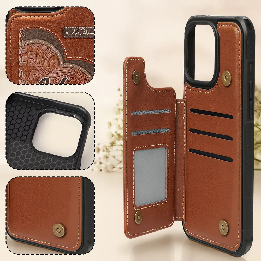 Grandma's Mom's Little Sweethearts - Personalized Leather Flip Wallet Phone Case - Image 4