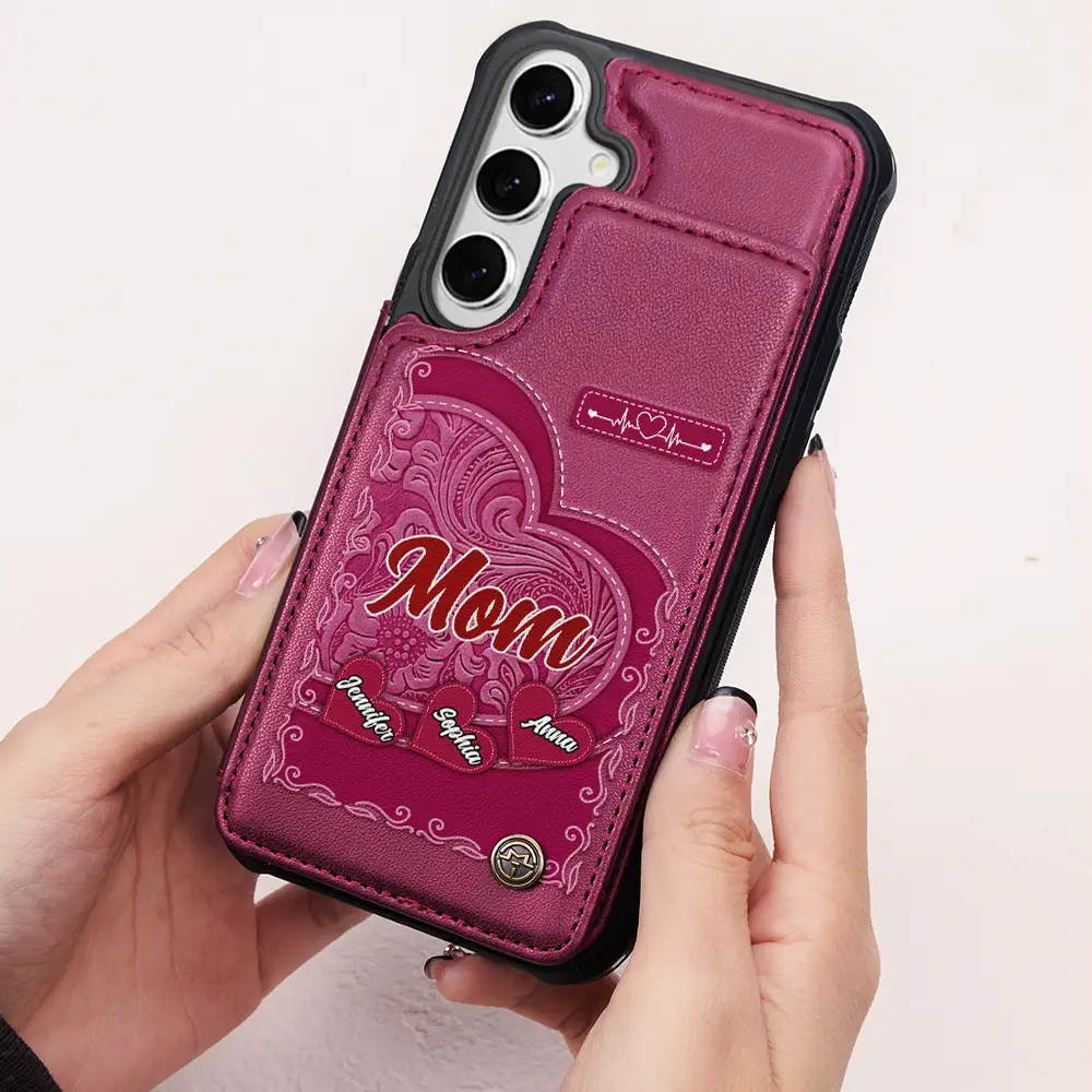 Grandma's Mom's Little Sweethearts - Personalized Leather Flip Wallet Phone Case - Image 2