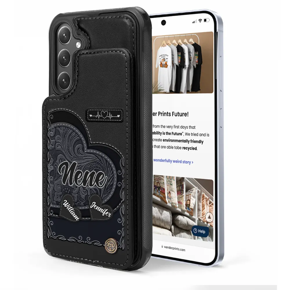 Grandma's Mom's Little Sweethearts - Personalized Leather Flip Wallet Phone Case - Image 5