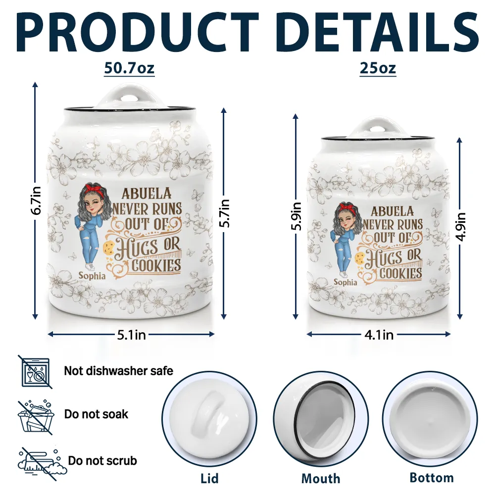 Grandma Never Runs Out Of Hugs Or Cookies - Personalized Cookie Jar - Image 5