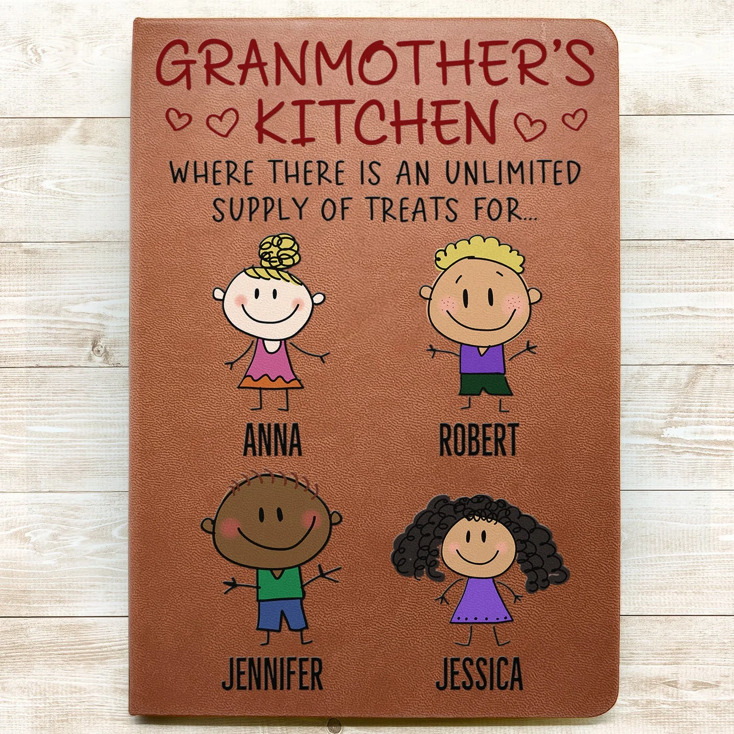 Grandma's Recipe Book Unlimited Supply Of Treats For Grandkids - Personalized Leather Journal - Image 3