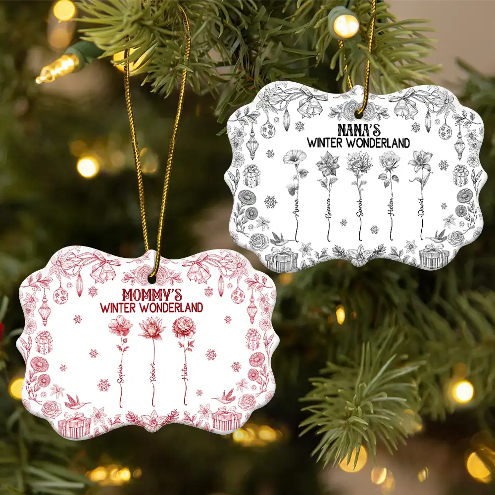 Grandma's Winter Wonderland - Personalized Medallion Ceramic Ornament - Image 2