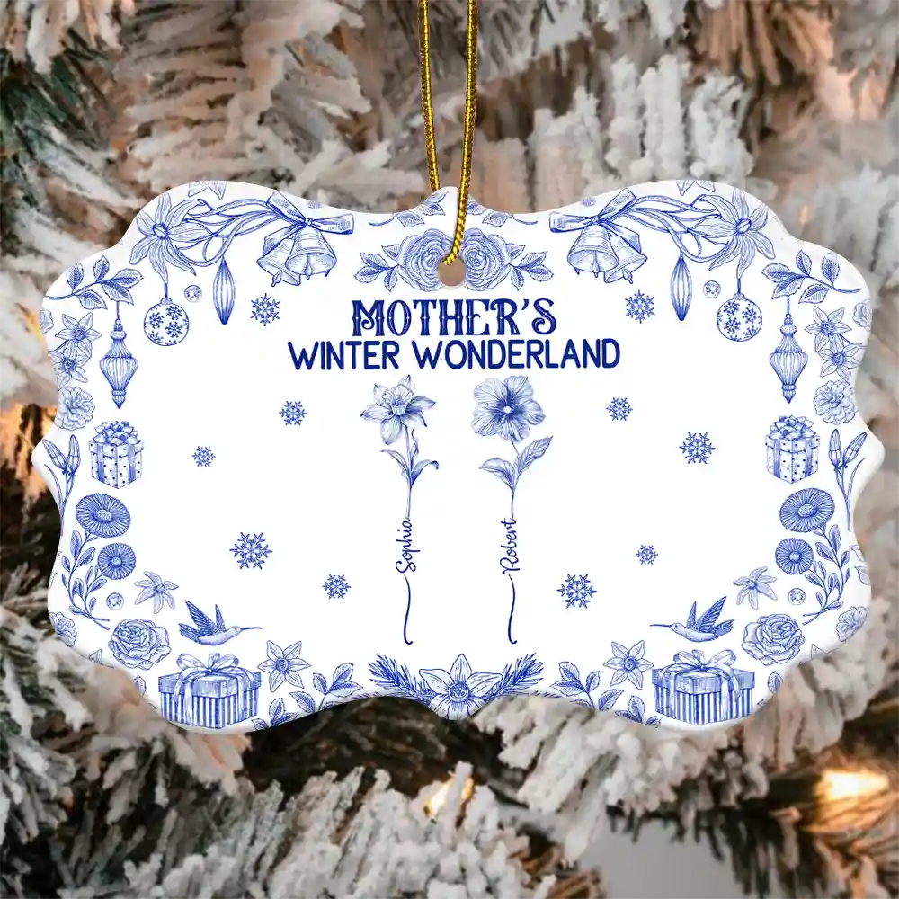 Grandma's Winter Wonderland - Personalized Medallion Ceramic Ornament - Image 4