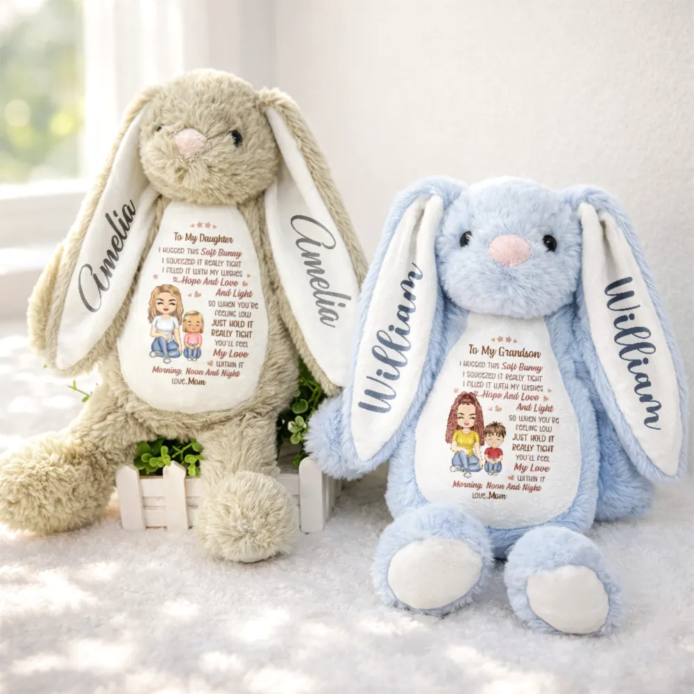 Grandmother Granddaughter I Filled It With My Wishes - Personalized Soft Toy Bunny - Image 3