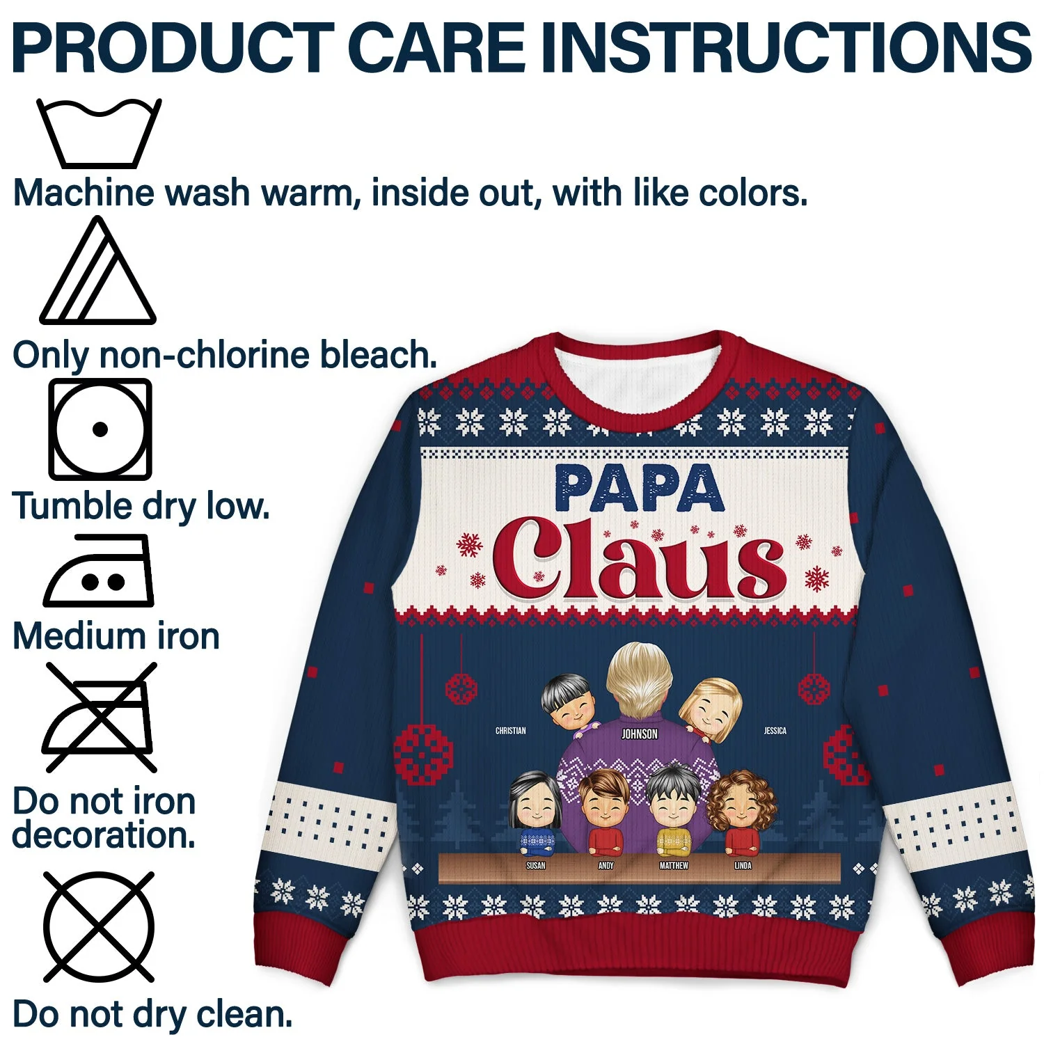 Grandpa Claus - Christmas Gift For Grandpa, Dad - Personalized Unisex Ugly Sweater - Image 7