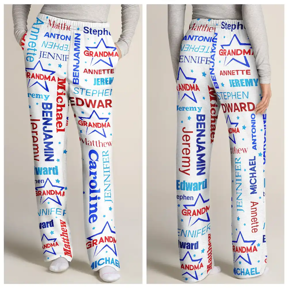 Grandpa Custom Grandkid Names - Personalized Pajama Pants - Image 3