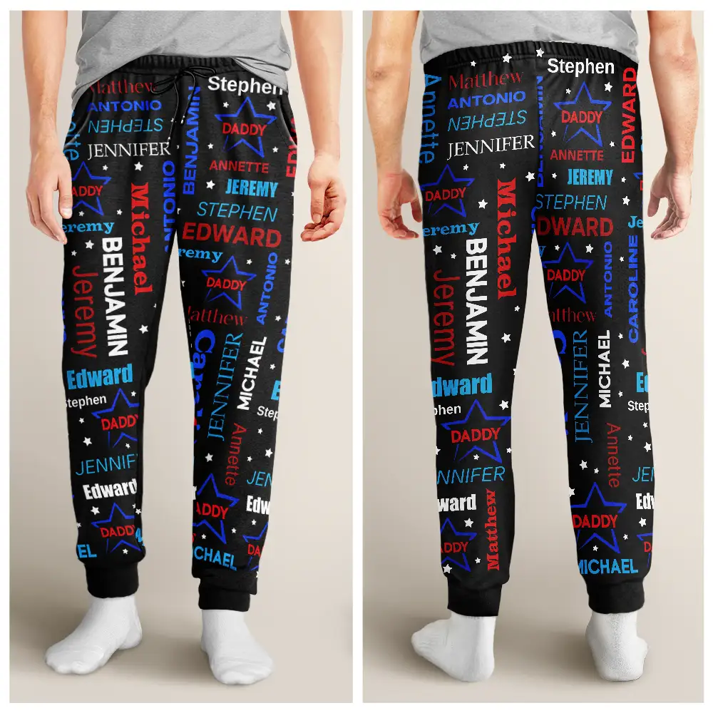 Grandpa Custom Grandkid Names - Personalized Pajama Pants - Image 4