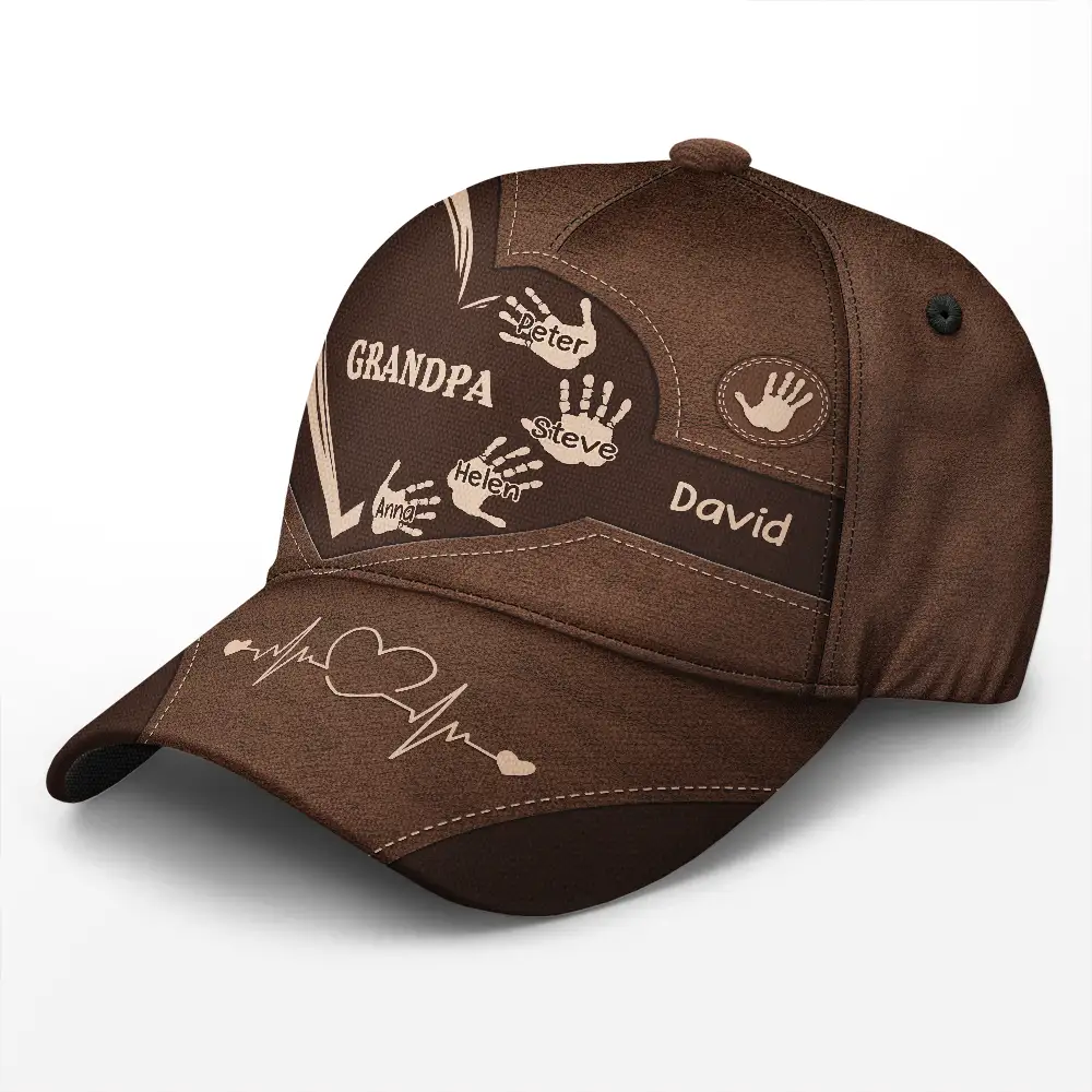 Grandpa Dad Kids Handprints - Personalized Classic Cap - Image 2