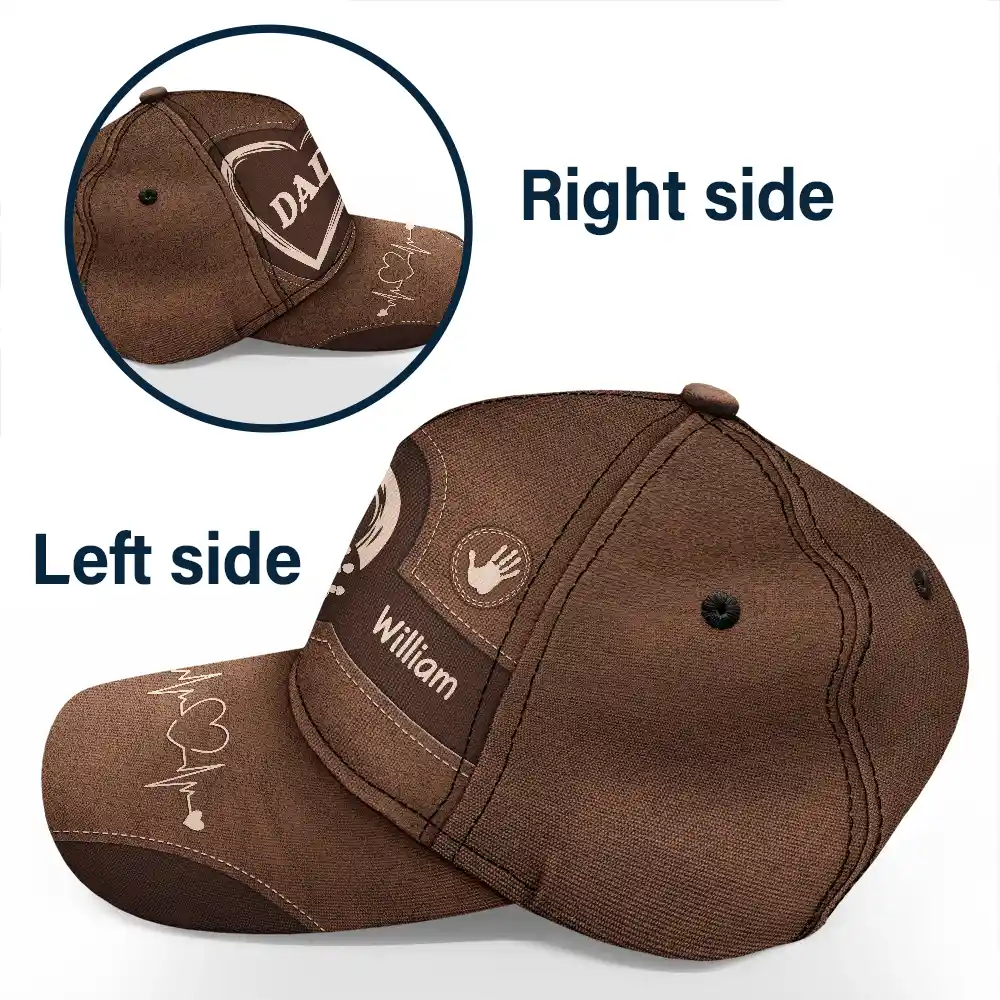 Grandpa Dad Kids Handprints - Personalized Classic Cap - Image 3