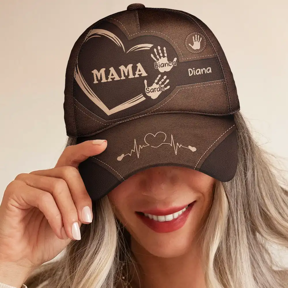 Grandpa Dad Kids Handprints - Personalized Classic Cap - Image 5